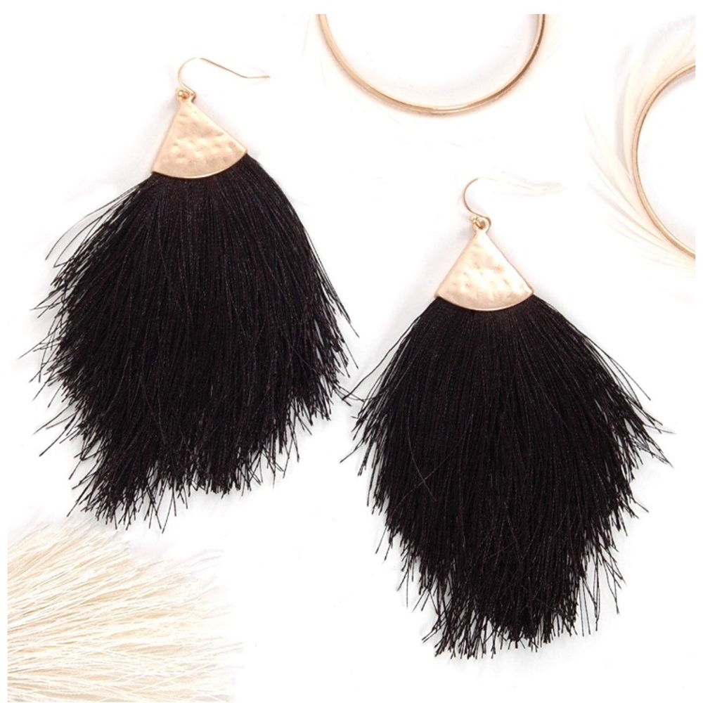 NWOT Black Tassel Earrings
